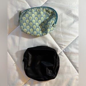 Floral and Black Cosmetic Pouches